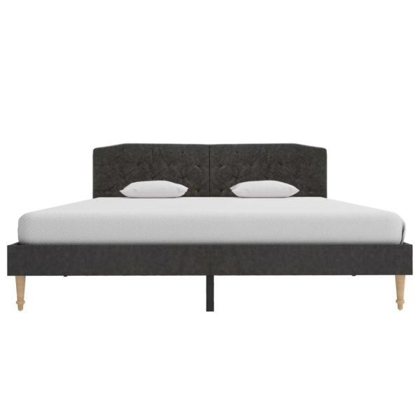 Bett mit Matratze Schwarz Stoff 160 x 200 cm