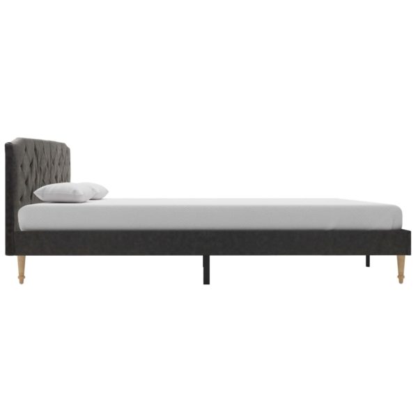 Bett mit Matratze Schwarz Stoff 160 x 200 cm