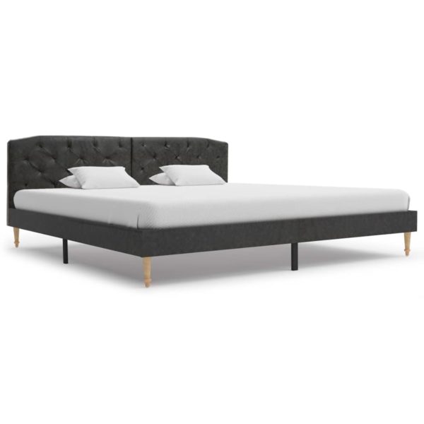 Bett mit Matratze Schwarz Stoff 180 x 200 cm