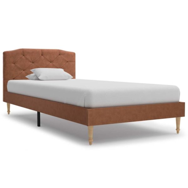 Bett mit Matratze Braun Stoff 90 x 200 cm