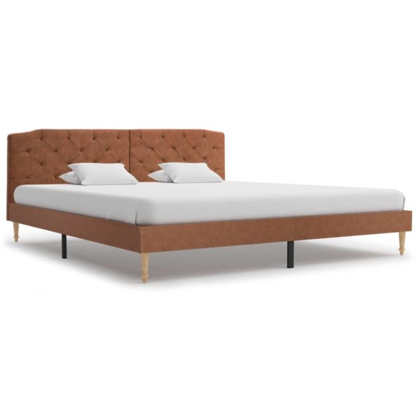 Bett mit Matratze Braun Stoff 180 x 200 cm
