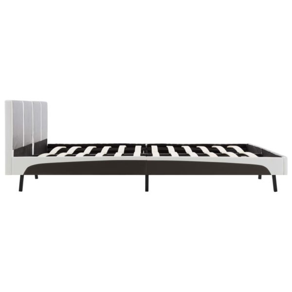 Bett mit Matratze Grau und Weiß Kunstleder 160 x 200 cm