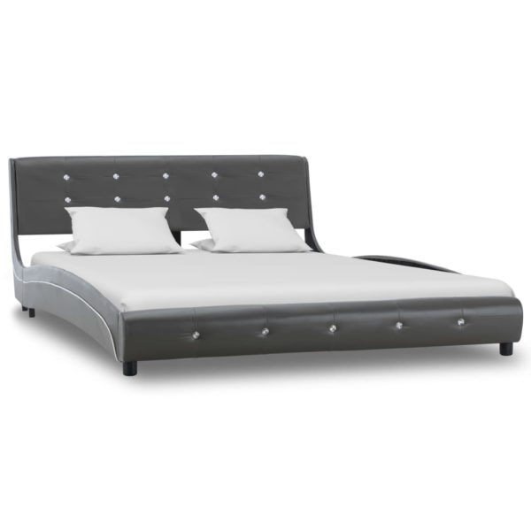 Bett mit Matratze Grau Kunstleder 140 x 200 cm