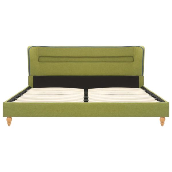 Bett mit LED und Memory-Schaum-Matratze Grün Stoff 120×200 cm