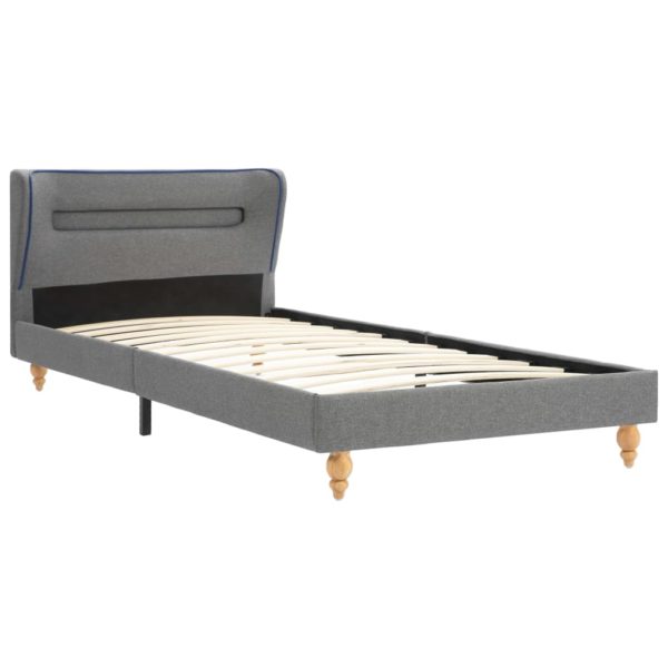Bett mit LED und Matratze Hellgrau Stoff 90 x 200 cm