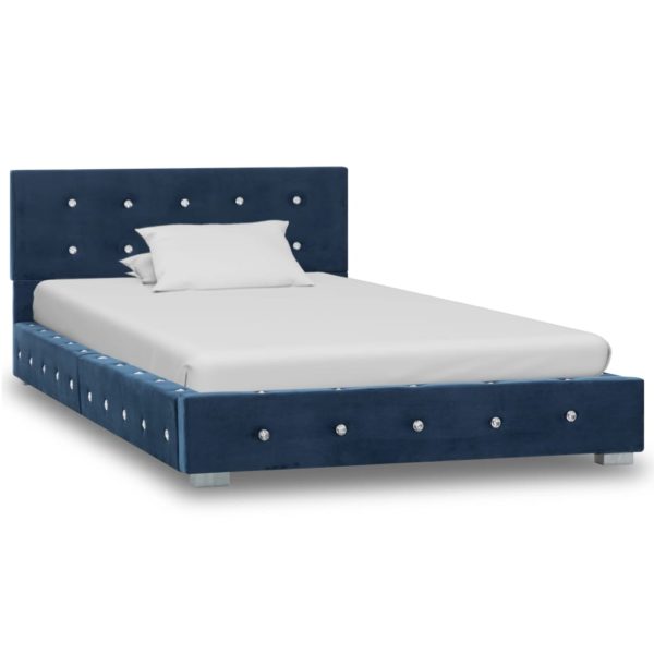 Bett mit Memory-Schaum-Matratze Blau Samt 90 x 200 cm
