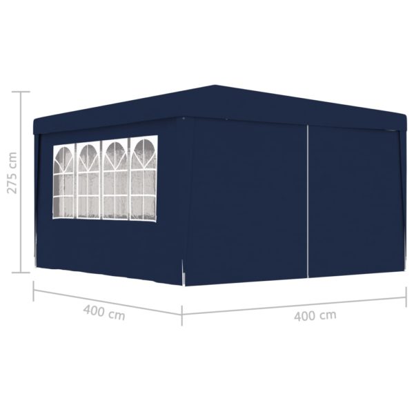 Profi-Partyzelt mit Seitenwänden 4×4 m Blau 90 g/m²