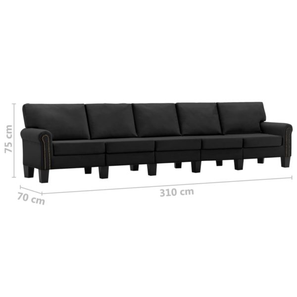 5-Sitzer-Sofa Schwarz Stoff