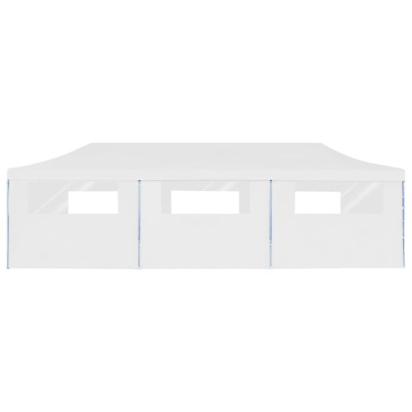 Pop-Up Partyzelt Faltbar mit 8 Seitenwänden 3×9 m Weiß