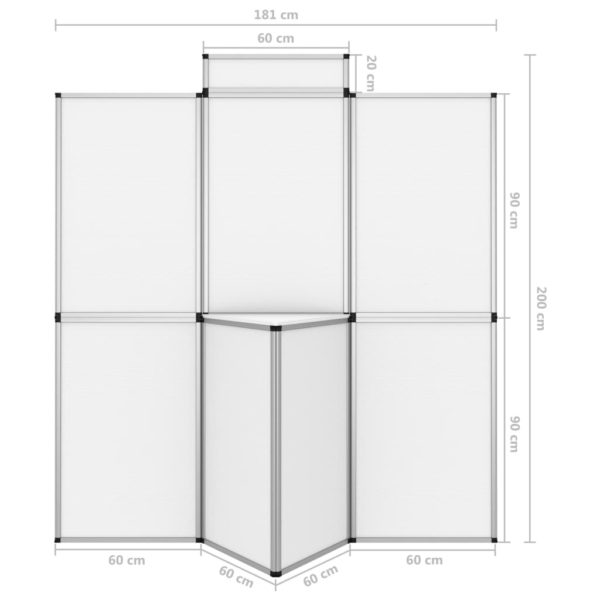 8-Panel Faltdisplay Messewand mit Tisch 181×200 cm Weiß