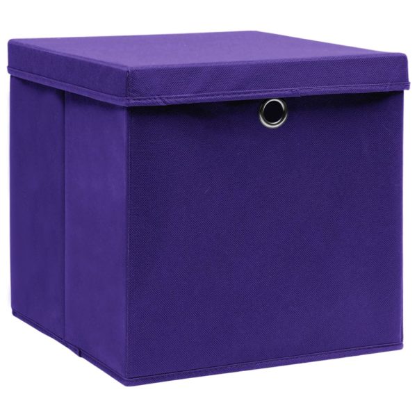 Aufbewahrungsboxen mit Deckel 4 Stk. Lila 32×32×32 cm Stoff