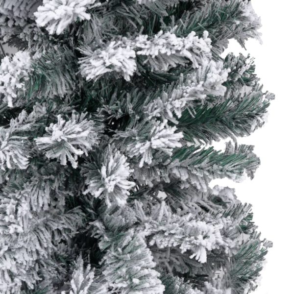 Schlanker Künstlicher Weihnachtsbaum Beschneit Grün 150 cm PVC