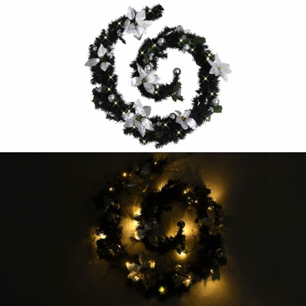 Weihnachtsgirlande mit LED-Lichtern Schwarz 2,7 m PVC