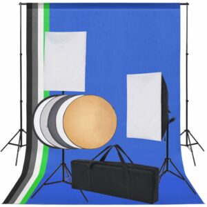 Fotostudio-Set 5 farbige Hintergründe & 2 Softboxen