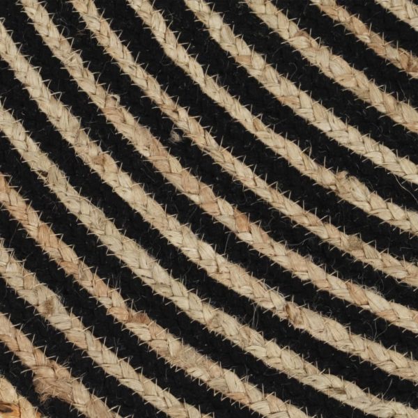 Teppich Handgefertigt Jute mit Spiralen-Design Schwarz 150 cm