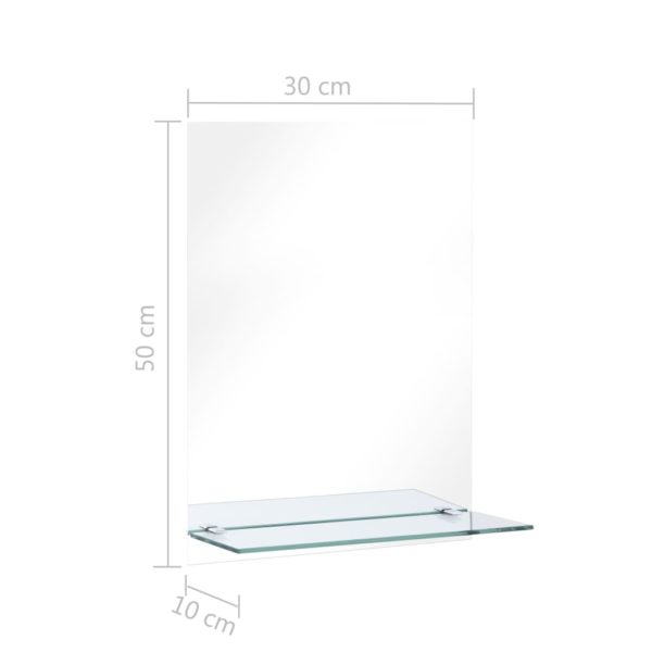 Wandspiegel mit Regal 30×50 cm Hartglas