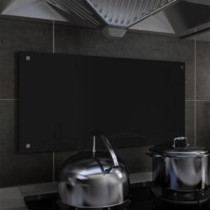 Küchenrückwand Schwarz 80 x 40 cm Hartglas