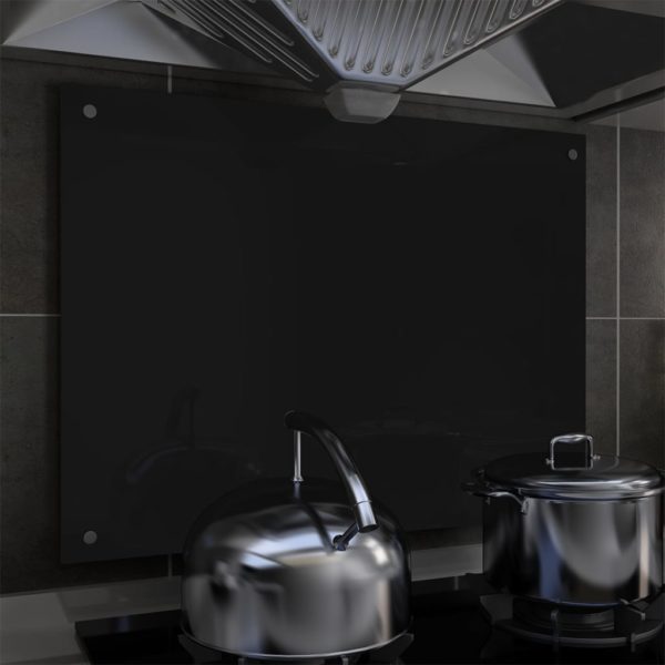 Küchenrückwand Schwarz 80 x 60 cm Hartglas