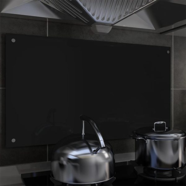 Küchenrückwand Schwarz 90 x 50 cm Hartglas
