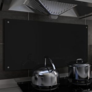 Küchenrückwand Schwarz 100 x 50 cm Hartglas