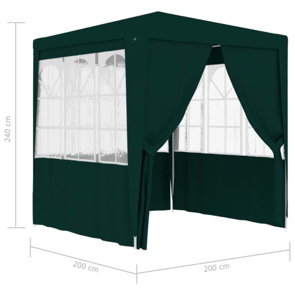 Profi-Partyzelt mit Seitenwänden 2×2m Grün 90 g/m²