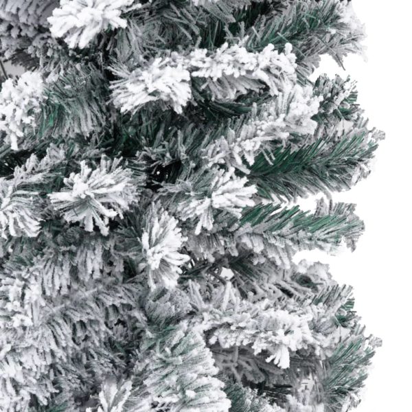 Schlanker Künstlicher Weihnachtsbaum Beschneit Grün 210 cm PVC