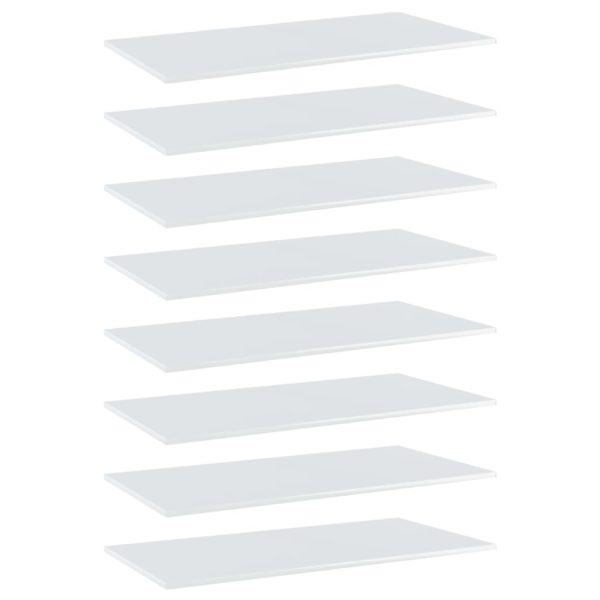 Bücherregal-Bretter 8 Stk. Hochglanz-Weiß 80x30x1,5 cm