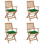 Klappbare Gartenstühle 4 Stk. mit Kissen Massivholz Akazie