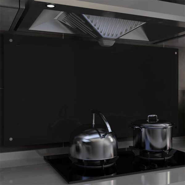 Küchenrückwand Schwarz 120 x 60 cm Hartglas