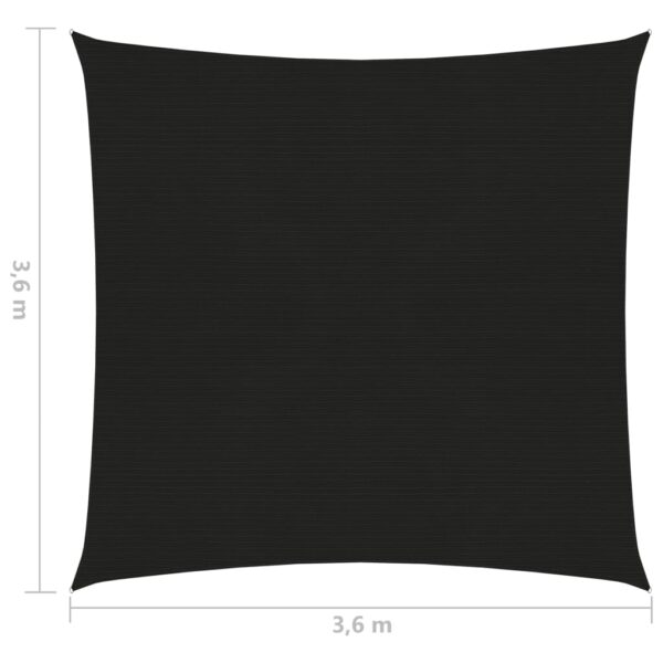 Sonnensegel 160 g/m² Schwarz 3,6×3,6 m HDPE
