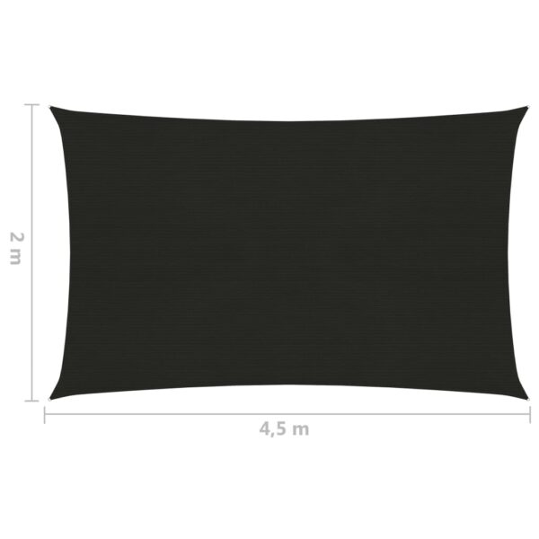 Sonnensegel 160 g/m² Schwarz 2×4,5 m HDPE