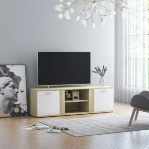 TV-Schrank Weiß Sonoma-Eiche 120 x 34 x 37 cm Spanplatte