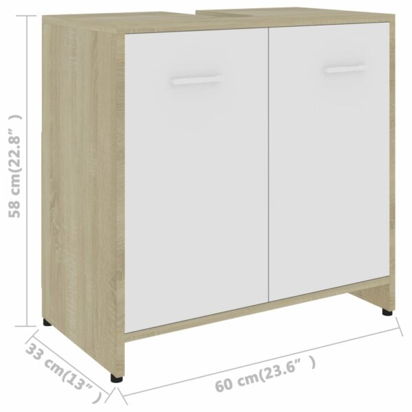 Badezimmerschrank Weiß und Sonoma-Eiche 60x33x58 cm Spanplatte