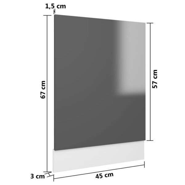 Geschirrspülerblende Hochglanz-Grau 45x3x67 cm Spanplatte