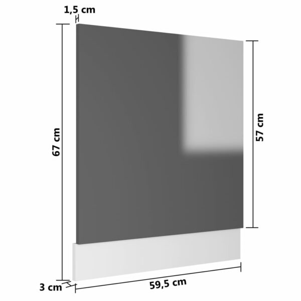 Geschirrspülerblende Hochglanz-Grau 59,5x3x67 cm Spanplatte