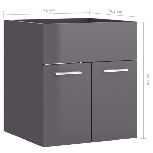 Waschbeckenunterschrank Hochglanz-Grau 41×38,5×46 cm Spanplatte