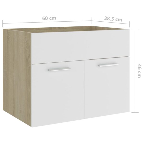 Waschbeckenunterschrank Weiß und Sonoma 60×38,5×46 cm Spanplatte