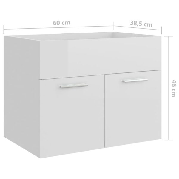 Waschbeckenunterschrank Hochglanz-Weiß 60×38,5×46 cm Spanplatte