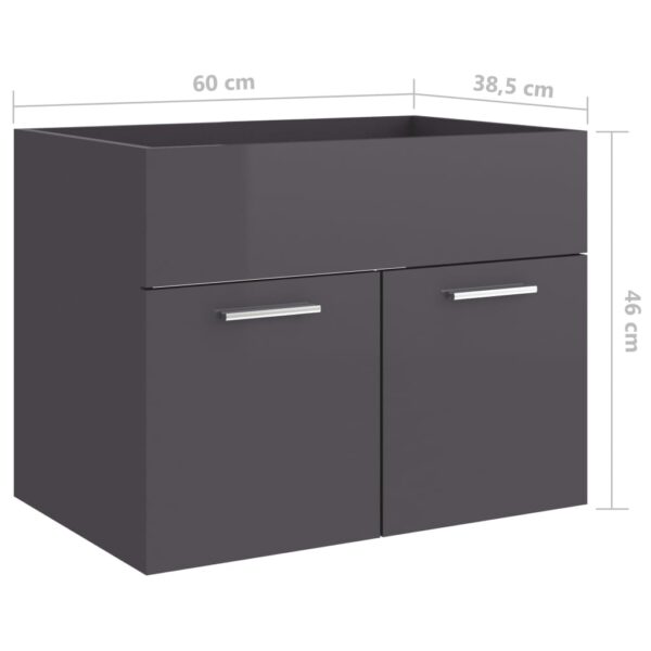 Waschbeckenunterschrank Hochglanz-Grau 60×38,5×46 cm Spanplatte