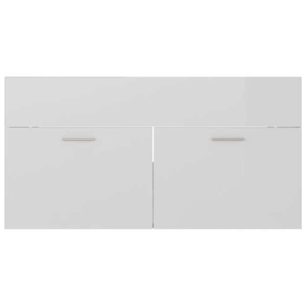 Waschbeckenunterschrank Hochglanz-Weiß 90×38,5×46 cm Spanplatte