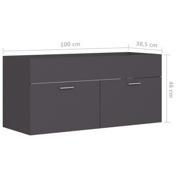 Waschbeckenunterschrank Grau 100×38,5×46 cm Spanplatte