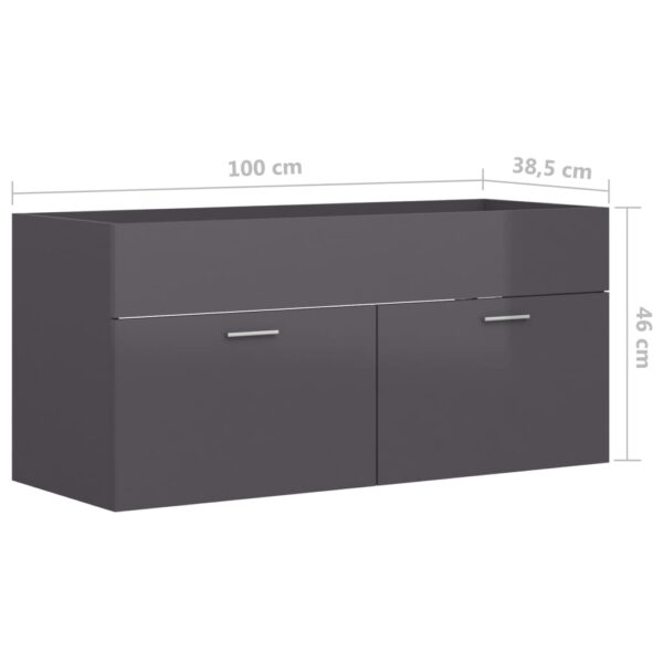 Waschbeckenunterschrank Hochglanz-Grau 100×38,5×46 cm Spanplatte