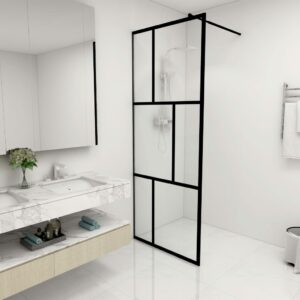 Duschwand für Begehbare Duschen mit Hartglas Schwarz 80×195 cm