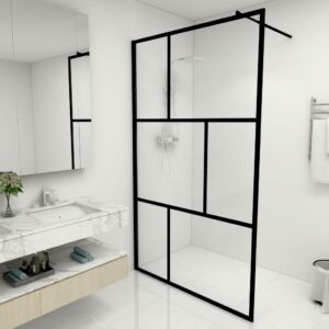 Duschwand für Begehbare Duschen mit Hartglas Schwarz 115×195 cm