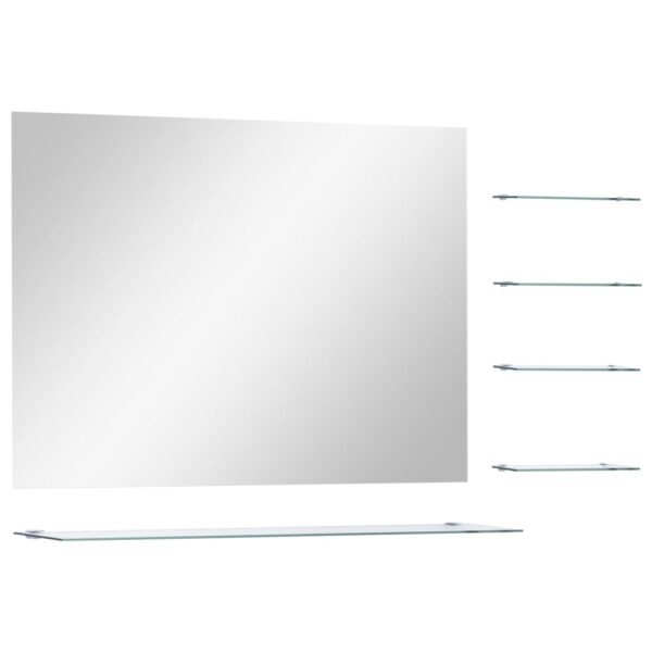 Wandspiegel mit 5 Ablagen Silbern 80×60 cm