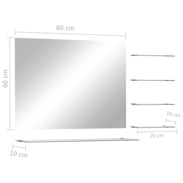 Wandspiegel mit 5 Ablagen Silbern 80×60 cm