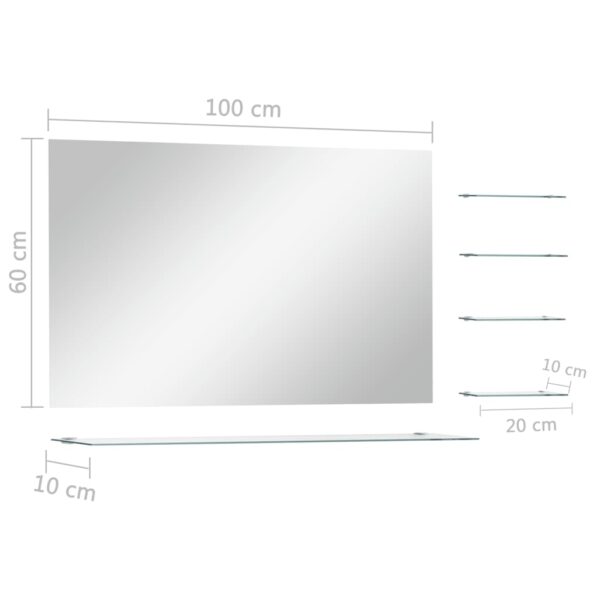 Wandspiegel mit 5 Ablagen Silbern 100×60 cm