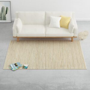 Teppich Hanf Wolle 120×170 cm Natur/Weiß