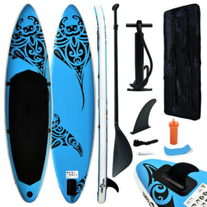 Aufblasbares Stand Up Paddle Board Set 320x76x15 cm Blau