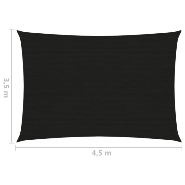 Sonnensegel 160 g/m² Schwarz 3,5×4,5 m HDPE